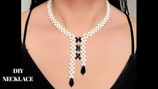 New Design  DIY Beaded Necklace  Easy to make pearl necklace [upl. by Deevan34]