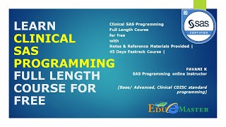 Learn Clinical SAS Programming SAS programming for Beginners SAS Tutorial Videos day wise contents [upl. by Breger]