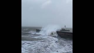 Gigantic waves from Storm Ashley batter the 250 year old West Pier of Whitehaven Harbour storm [upl. by Ciro]