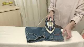 КАК ГЛАДИТЬ ДЖИНСЫ  ГЛАЖКА  HOW TO IRON JEANS [upl. by Ayyidas]