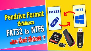 How to change FAT32 to NTFS usb without formatting in telugu [upl. by Angadreme]