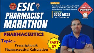 ESIC PHARMACIST MARATHON CLASS 7  P Ceutics 181210 ESIC Pharmacist MCQs esicpharmacist [upl. by Sundstrom]