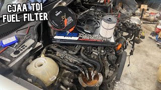 VW TDI CJAA Fuel filter replacement and priming With and Without VCDS [upl. by Dickey]