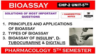 Solution  Bioassay  Insulin dtubocurarine Digitalis  Types  Unit 5  Pharmacology 5 sem [upl. by Delos]