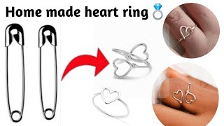 Diy heart ring💍 Home made ring  Diy sefty pin ring  Diy couple ring how to make ring [upl. by Atteyek]