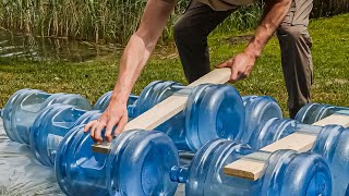 Crafting a DIY Water Bottle Boat Fleet  Backyard Project [upl. by Bak]