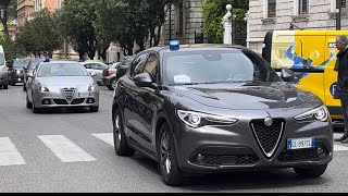 DELEGAZIONE TAGIKISTAN SCORTA POLIZIA STRADALE E CARABINIERI IN SIRENA E EMERGENZA IN VISITA A ROMA [upl. by Ettezzil]