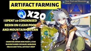 Artifact Farming Bloodstained Chivalry amp Noblesse Oblige  x20 Condensed Resin  Genshin Impact [upl. by Savvas]