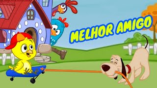 Pintinho Amarelinho brincando com o cãozinho  Cão amigo [upl. by Les355]