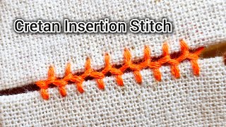 2 Cretan Insertion Stitch  Faggoting Stitch Joining Stitch  Randa embroidery  Bridging Stitch [upl. by Talya]