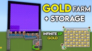 EASY Gold XP Farm with Storage System  Minecraft Bedrock 121 [upl. by Alikee763]