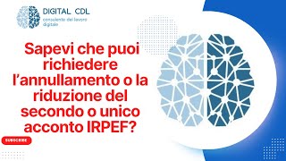 Annullamento o riduzione del secondo o unico acconto IRPEF e o cedolare secca Possibile [upl. by Aramat831]