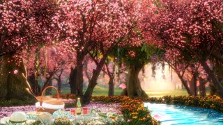 Cherry Blossom Ambience  Spring Nature Sounds Babbling Creek Beneath the Sakura Trees [upl. by Assela]