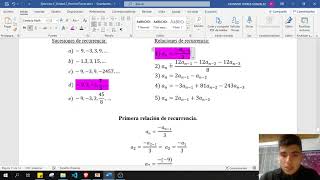 Relaciones de recurrencia  Ejercicio de sustentanción  Matemáticas Discretas [upl. by Ennairam186]