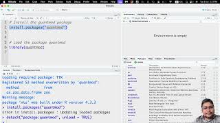 Install and load packages in R studio quantmod and tseries [upl. by Iiette]