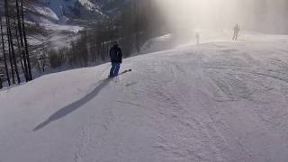 Skiing from the top of Toviere to La Daille at Val DIsere December 2018 [upl. by Galatia]