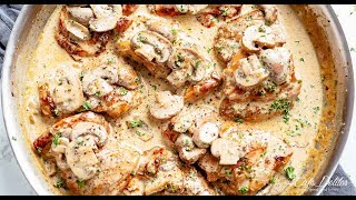 Chicken Thighs With Creamy Mushroom Garlic Sauce [upl. by Pomcroy]