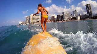 GoPro and Daize Girl surf Waikiki Hawaii [upl. by Dickie]