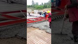 Concrete paving process with the road roller [upl. by Rednasela]