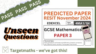 PASS GCSE Maths Resit  Predicted PAPER 3 November 2024  Foundation  GCSE Maths Revision [upl. by Trout]