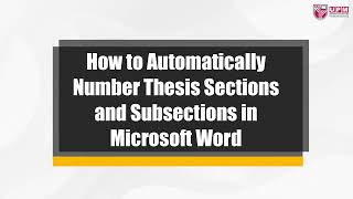 How to Automatically Number Thesis Sections and Subsections in Microsoft Word [upl. by Shamma760]