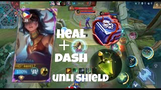 INFINITE GUARDIANMATHILDAS ETERNAL SHIELD GAMEPLAY  MATHILDA BEST BUILD AND EMBLEM MLBB [upl. by Suiratnauq]