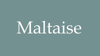 How to Pronounce Maltaise Maltese Correctly in French [upl. by Greeley776]