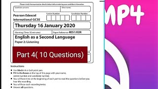 IGCSE 2020 Jan Exams by Pearson Edexcel Listening 🎧 Part 4 10 Questions [upl. by Ssor]