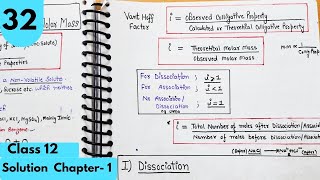 Vant Hoff factor Abnormal molar mass Degree of Dissociation AssociationSolutions Class12 [upl. by Gerhardine]