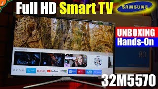 Samsung Smart LED TV M5570 Unboxing and Initial Setup  Best Budget FHD 32quot Smart TV  Data Dock [upl. by Acirdna]