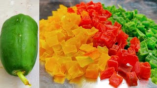 Tutti Frutti Recipe  How To Make Tutti Frutti With Papaya  Candied fruit Papaya  Indian Sweets [upl. by Yrhcaz]