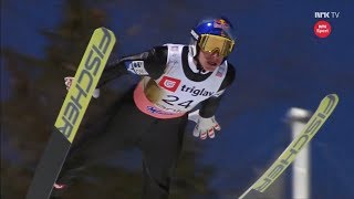 HD Gregor Schlierenzauer 2535m WORLD RECORD FALL Planica 2018 [upl. by Urbanna377]