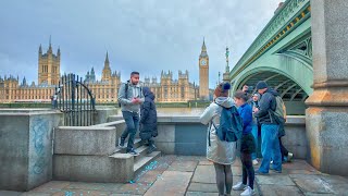 London Winter Walk 2024  Tower Bridge to South Bank near Big Ben  4K HDR [upl. by Solotsopa]