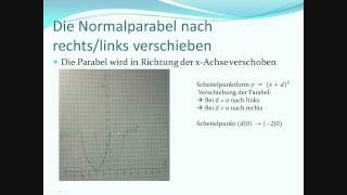 Quadratische Funktionen Teil 2 Verschiebung der Normalparabel  Mathe [upl. by Toland]