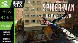 SpiderMan Remastered test on rtx 4050 i5 12500H 1x16gb ddr4 ram [upl. by Tedie545]