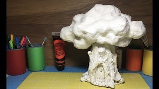 How To Make a Fantasy Fairy Treehouse Paper Clay toadstool Fairy Garden Ornament [upl. by Cressida]