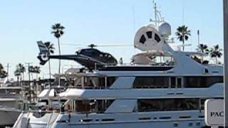 Helicopter lands on 164 Yacht in Newport Harbor [upl. by Booma]