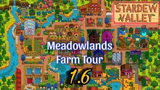 MEADOWLANDS FARM TOUR  STARDEW VALLEY 16  PET SANCTUARY  GIANT CROPS  THEMED CABINS and more [upl. by Boony482]