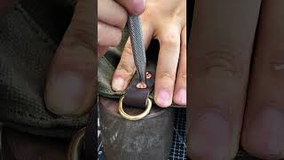 How to use brass rivets leather bag leatherbackpack shortscopper rivet leathercraft diy [upl. by Ellehcyt741]