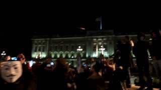 Buckingham Palace attacked by firework MillionMaskMarch [upl. by Elamaj958]