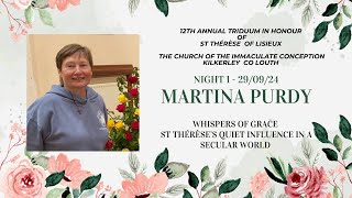 Martina Purdy speaks at the first night of the Triduum in honour of St Thérèse of Lisieux [upl. by Ahsitel]