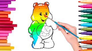 Lets Color Care Bears with Rainbow Colors  Fun and Easy Coloring Tutorial for Kids [upl. by Palgrave]