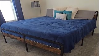 YUSENHEEI Full Size Bed Frame with Wood Headboard and Footboard Review [upl. by Publia572]