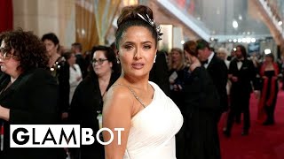 Salma Hayek GLAMBOT Behind the Scenes at 2020 Oscars  E Red Carpet amp Award Shows [upl. by Bekelja341]