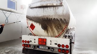 Cleaning a dirty tanker truck with Nerta Super Wash [upl. by Ynehteb]