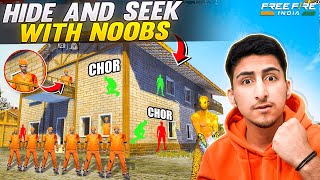 HIDE AND SEEK With Noobs🤣🤯 Free Fire India [upl. by Ardelis]