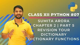 Python Class 12  Chapter 2 Part 5 Revision Tour  Dictionary amp Dictionary Functions  In Hindi [upl. by Beth]