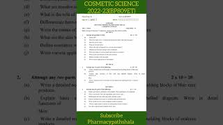 COSMETIC SCIENCE 202223  PREVIOUS YEAR QUESTION PAPER BPHARMACY 8 SEM  BP809ET  AKTU PAPER [upl. by Acirahs]