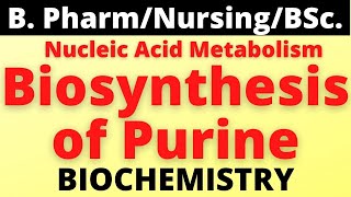 Biosynthesis of PurineNucleic Acid MetabolismBiochemistryB PharmacyBScNursing [upl. by Ardnazxela146]