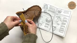 Leather Moccasin Kit Tutorial  DIY Leather Craft Moccasins Project  How to Make Leather Moccasins [upl. by Blythe668]